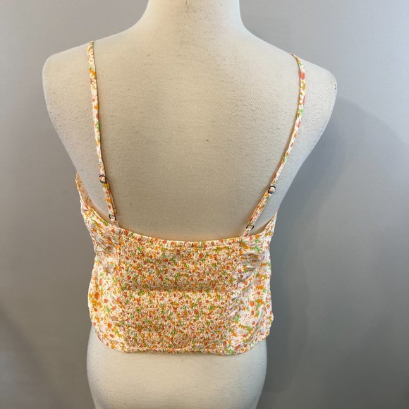 NWOT‎ BP Ruched Crop Camisole in Orange- White Tamara Daisy (M) - Picture 6 of 10